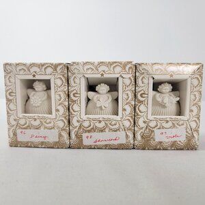 Margaret Furlong Lot 3 Ornaments Shell Doll Daisy 1996 Shamrock 1998 Viola 1997